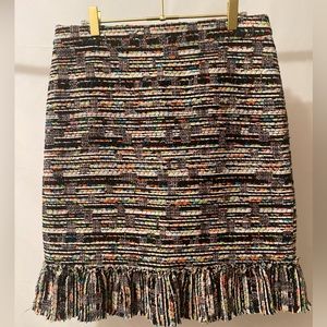 ANN TAYLOR Multi-color Tango Textured Ruffle Pencil Skirt VGUC, Size 8